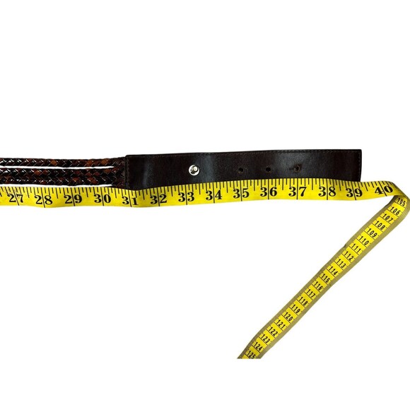Ellen Tracy Brown Woven Strand Leather Statement Belt Size L Boho Western Vibes main image 4